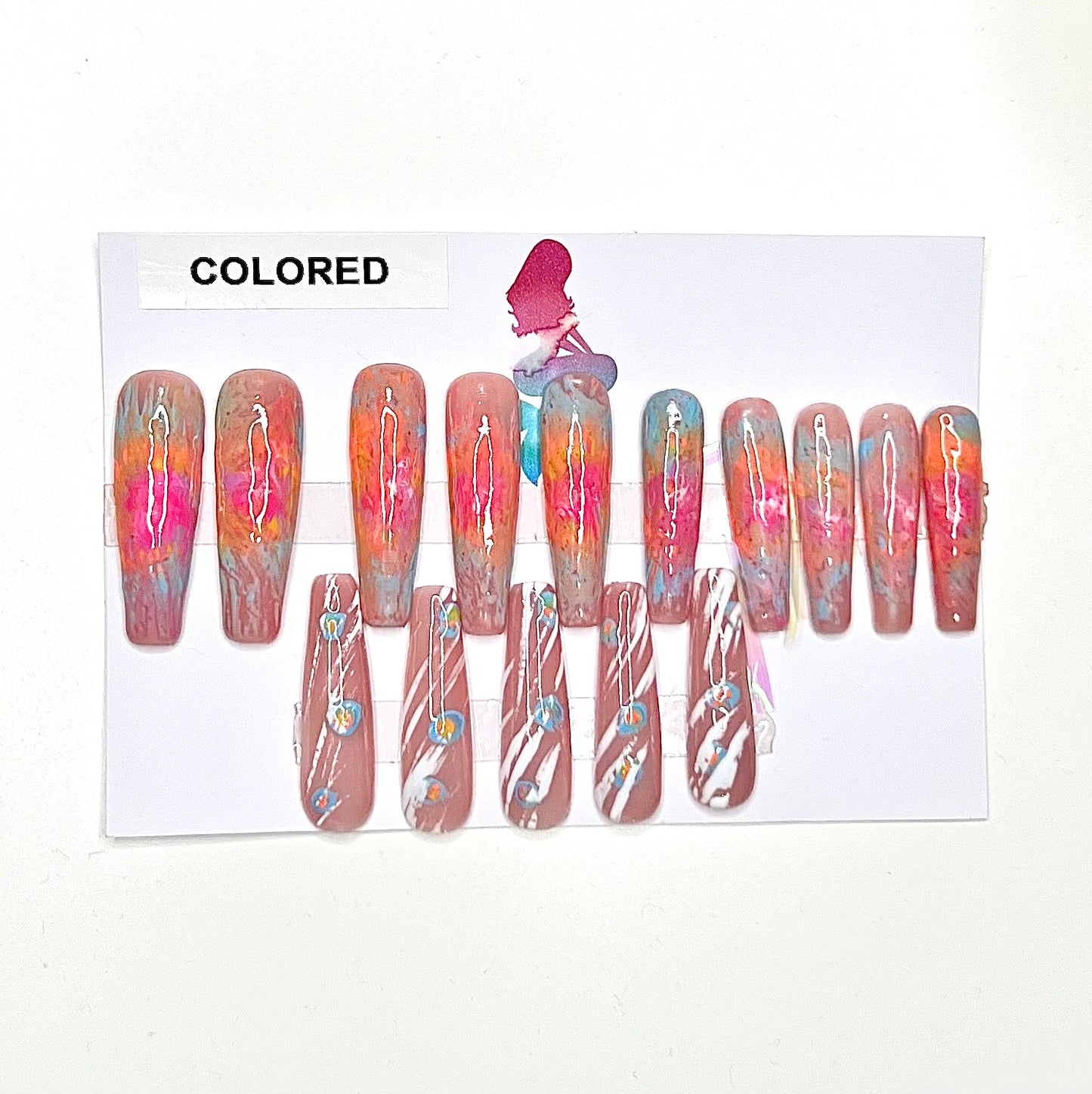 Press On Nails #Colored Long Ballerine